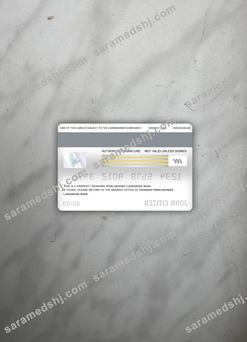 Denmark Arbejdernes landsbank bank visa debit card photolook back